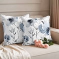 thumbnail image 2 of Spring Flower Pillow Covers 2 Pack Watercolor Grey Blue Floral Pillowcase Waterproof Outdoor Throw Pillow Cover for Patio Garden Square Cushion 26”x26”, 2 of 9
