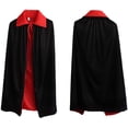 thumbnail image 2 of Cape Réversible Noire Rouge Gothique Pirate Vampire Démons pour Fête d'Halloween Pâques Noël Enfants 90cm, 2 of 3