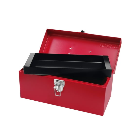 Urrea Industrial 14 In Metal Tool Box With Plastic Handle And Metallic Tray