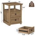 thumbnail image 5 of PLAMLE End Table for Living Room with 2 Drawers Retro Sofa Side Table with Charging Station Wooden Nightstand for Bedroom office End Table, 5 of 8