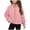 Pink, variant on Mgmyaa Kids Casual Long Sleeve Jacket Boys Girls Round Neck Zip Up Outerwear Stand Collar Shacket Ages 5-14 Years