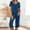 Navy, variant on Kctiaxy Womens Loungewear Set Short Sleeve Pyjamas V Neck Casual Outfits Solid Basic Cropped Pants Sportswear Tracksuit Loose Fits Comfy Sleepwear Suits