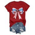 thumbnail image 4 of Tops Cortos para las Mujeres, Cuello Redondo de Manga Corta Impresa Por el Arco Del Día de la Independencia Hecha de 95% Poliéster 5% Spandex para Primavera Verano, Primavera de las Mujeres, 4 of 4