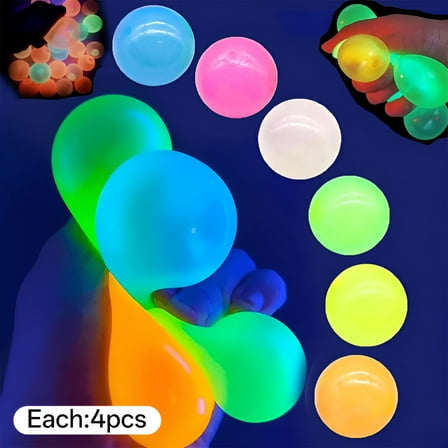 GJX 24 Pack Sticky Balls for Ceiling & Wall,Glow in The Dark Balls,Lumiballs