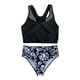 thumbnail image 3 of MKLEKYY Trajes De Baño Mujer Women Mesh Patchwork Vintage Swimsuit Two Piece Retro Ruched High Waist Print Bikini Set, 3 of 4