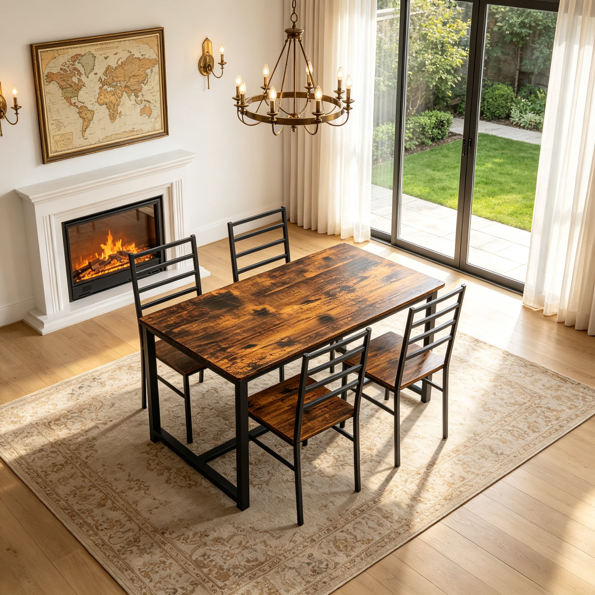 Vinform 5-Piece Dining Table Set, Wood Dining Table with 4 Chairs for Small Home and Kitchen