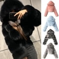 thumbnail image 2 of Aellinatey Women Winter Fluffy Furry Long Sleeve for Jacket Hooded Full Zipper Solid Color Cropped Short Coat Luxury Warm Outwear S, 2 of 17
