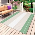 thumbnail image 4 of Outdoor Rug 3x5 ft Cream Striped Outdoor Large Area Rug Non Slip Rubber Ombre Green Stripes Front Door Mat RV Rug Camping Carpet Patio Outdoor Rugs for Backyard Balcony Deck Porch Indoor, 4 of 9