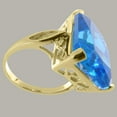 thumbnail image 3 of LBG 9K Yellow Gold Womens Large Solitaire Blue Cubic Zirconia CZ Basket Ring - Size 11.25 - Finger Sizes 5 to 12 Available, 3 of 5