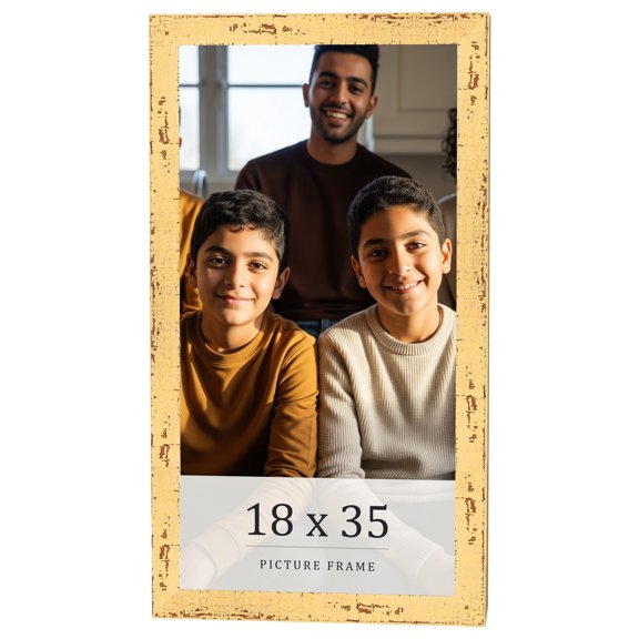 18x35 Frame Yellow Real Wood Picture Frame Width 1.25 inches | Interior Frame Depth 0.5 inches |