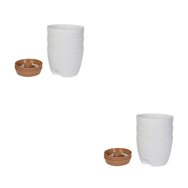 Macetas de autorriego Billuyoard 3 unids/set resistente a la intemperie Multi grande autorriego Blanco+marrón 6.5 pulgadas 3 2Conjunto
