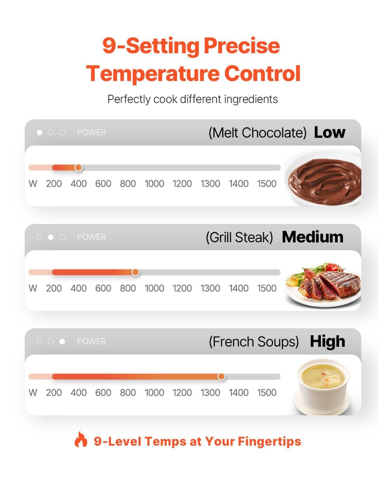 Portable Induction Cooktop 1500W, Electric Countertop Burner, 9 Temp Levels