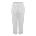 thumbnail image 5 of Ladies Summer Elastic High Waist Solid Color Cotton Linen Wide Leg Loose Pants Women Capris For Summer, 5 of 5