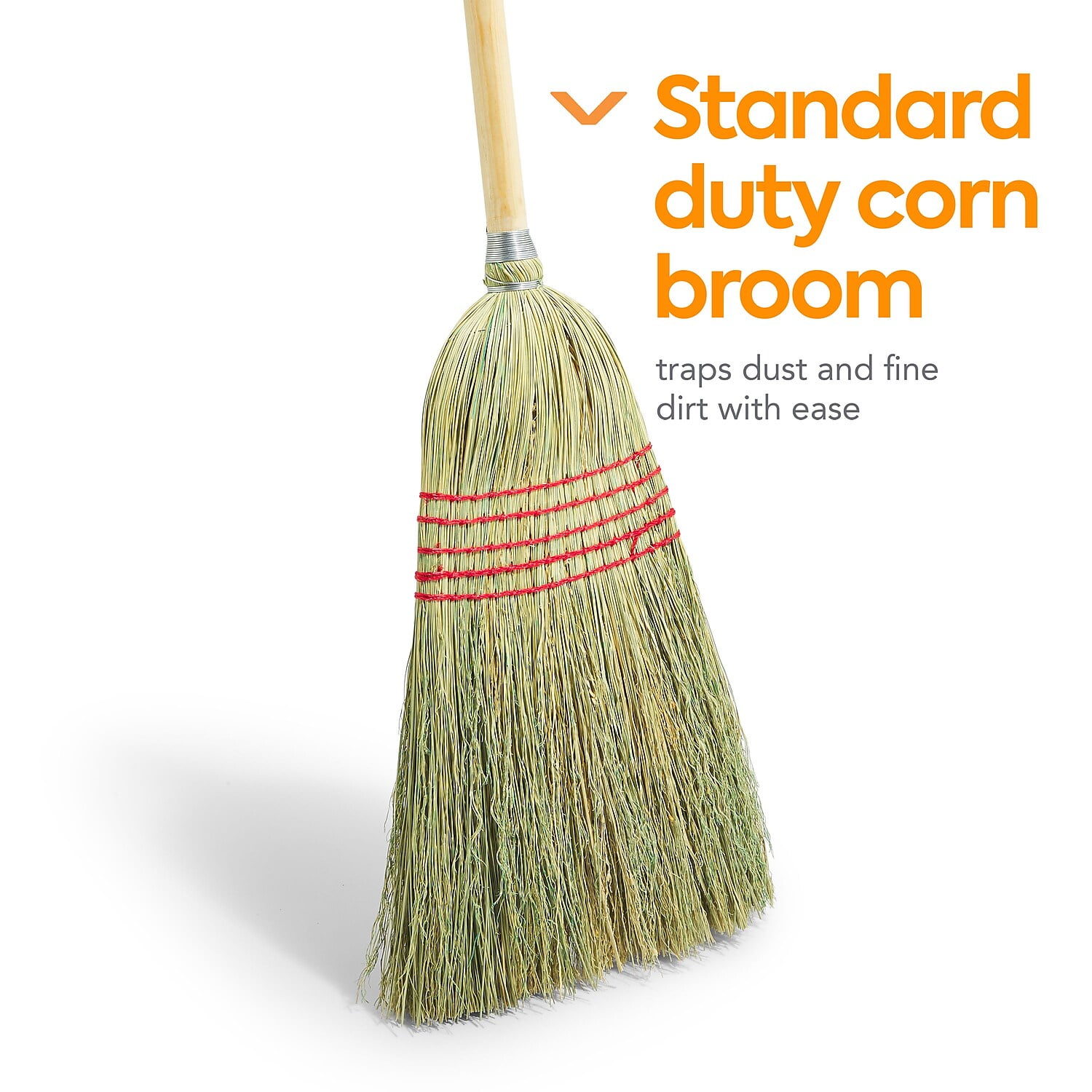 Maintenance Warehouse® Corn Broom W/ Wooden Handle (2-Pack)