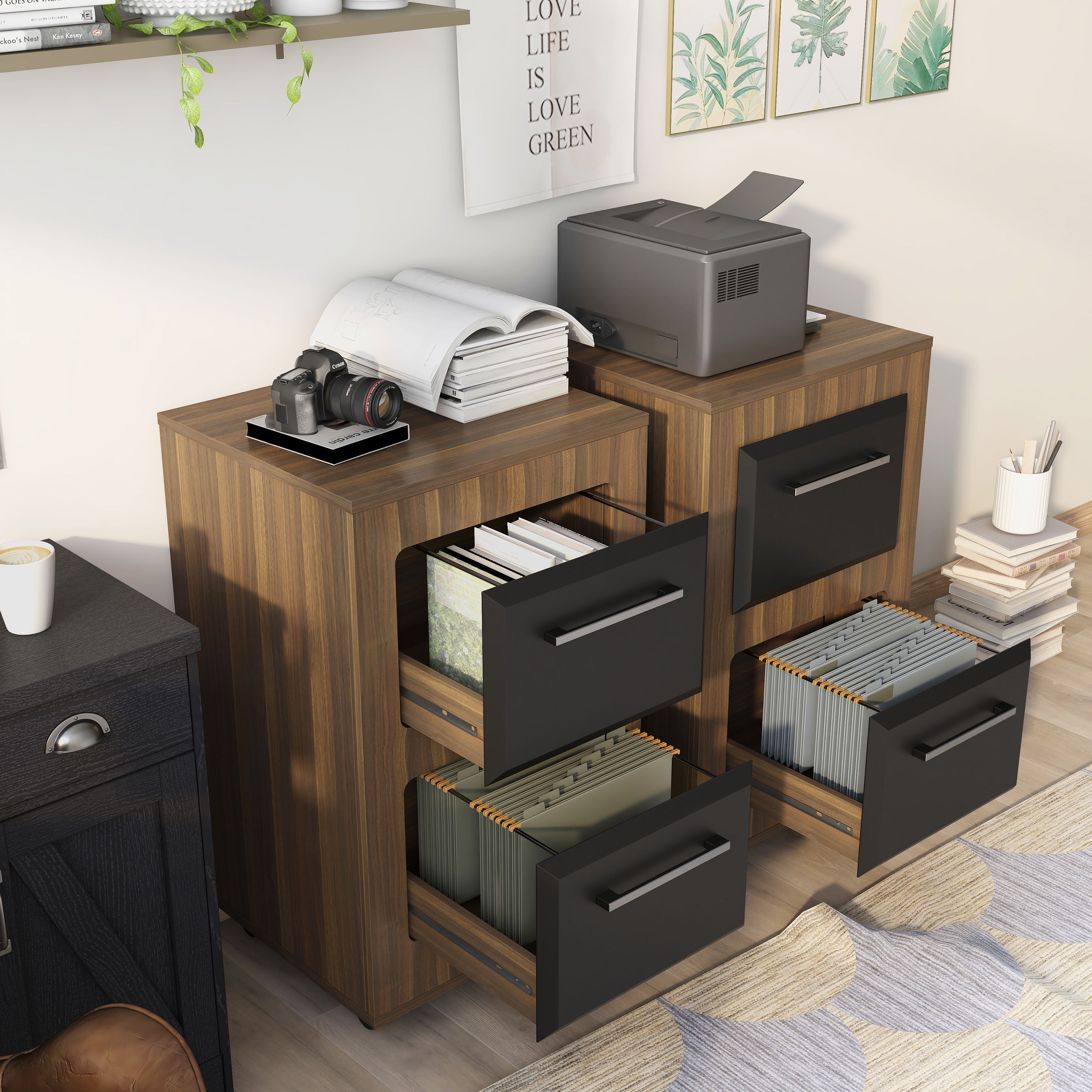 Kettering 2-Drawer Wood File Cabinet with Caster, Light Walnut