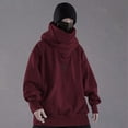 thumbnail image 2 of Hoodie Men,Mens Long Sleeve Hooded Cowl Neck Sweatshirt Solid Color Loose Fit Hanging Out Pullover With Front Pocket Fashion Fall Winter Lightweight Turtleneck Soft Street-Style Hoodie, 2 of 6