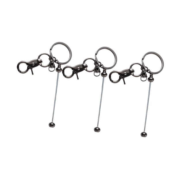 3 llaveros de perlas, llaveros de perlas de barra, llaveros de perlas para colgante, bricolaje para gris oscuro