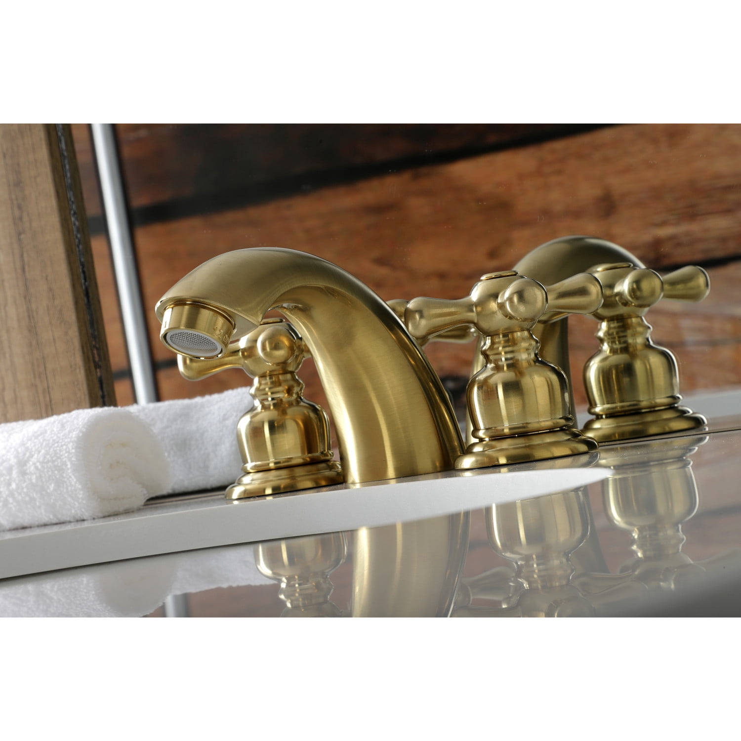 Kingston Brass KB947AXSB Victorian Mini-Widespread Bathroom Faucet, Brushed Brass