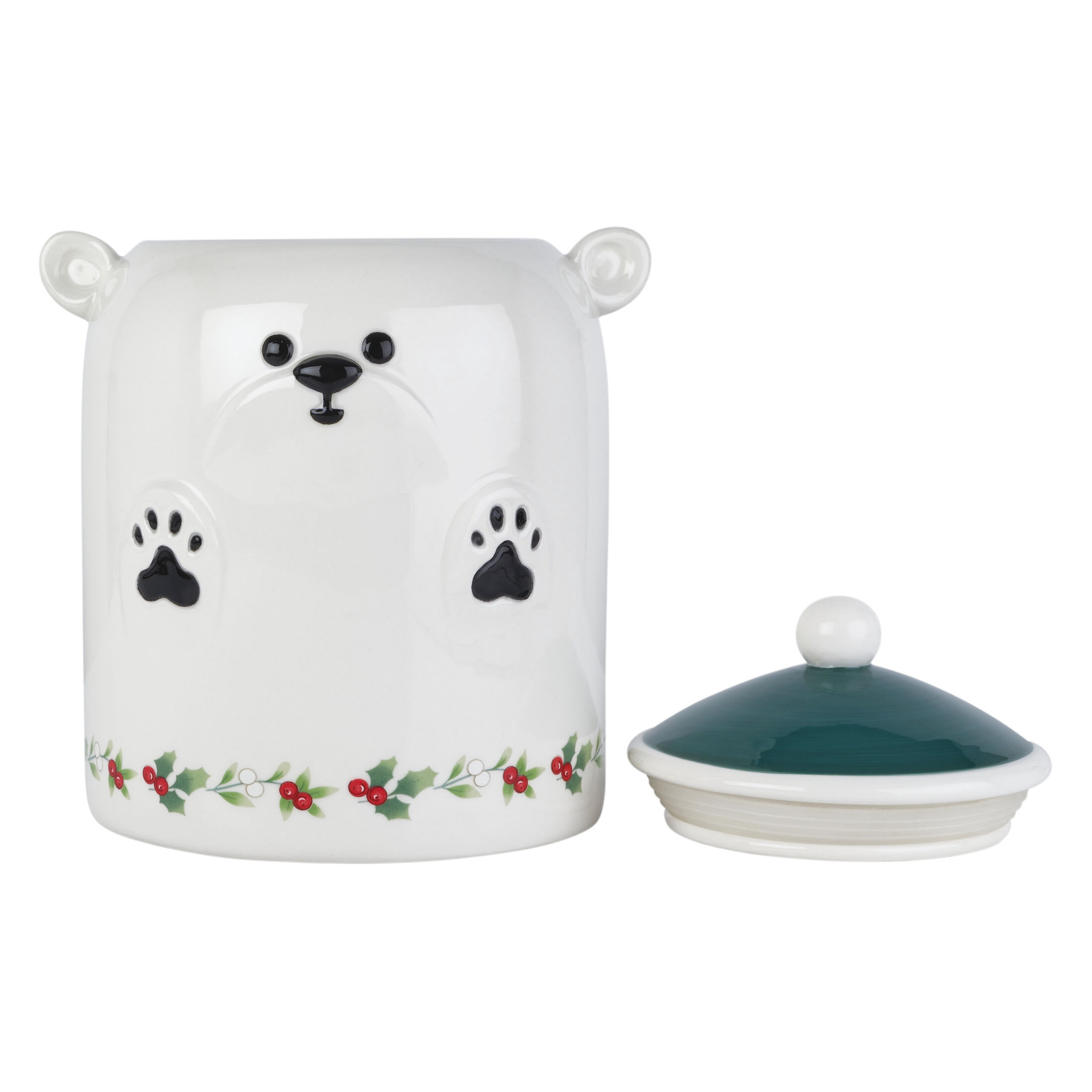 Pfaltzgraff Winterberry 9 in Dolomite Canister Polar Bear