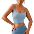 thumbnail image 3 of TrendOFT Built in Bra Tank Tops for Women Soft Stretchy Scoop Neck Fitted Crop Tops Spaghetti Strap Camisole Blue XXL, 3 of 9