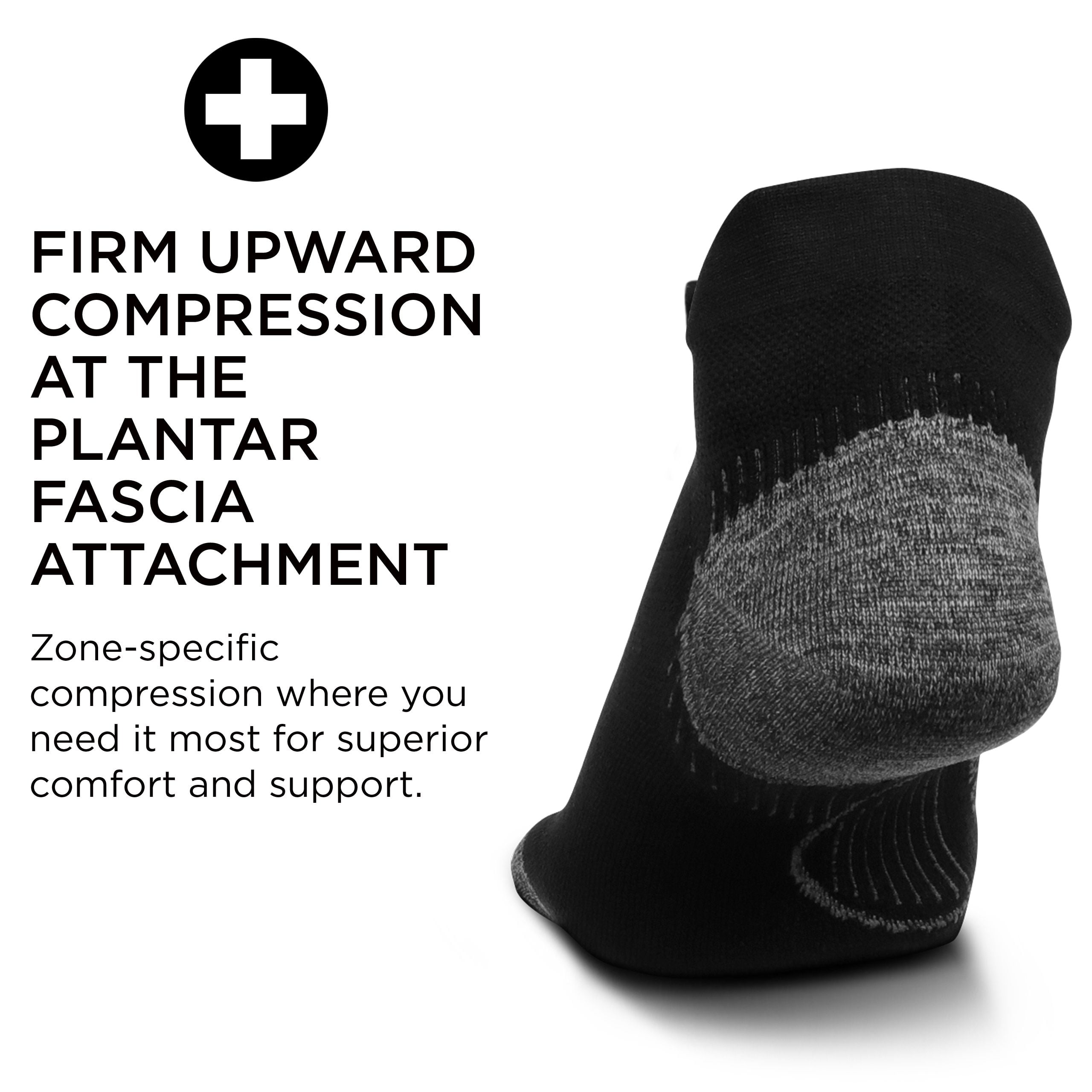 Feetures Plantar Fasciitis Relief Ultra Light Cushion Ankle Sock - No Show Socks with Heel Tab - Black, L (1 Pair)