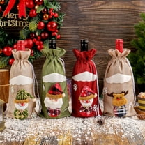 Wzzjkit Christmas Wine Bag - Fabric Wine Gift Bag with Drawstring - Bottle Bag Reusable Christmas Bottle Bag - Wine Bags Holiday Party Decoration