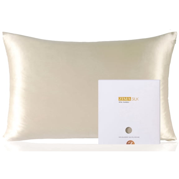 ZIMASILK Both Sides Grade 100% 6A Pure Mulberry Silk Pillow Cases for Hair and Skin, with Hidden Zipper, Gift for Women Men, 1pc (Queen 20"x30", Beige)