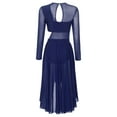 thumbnail image 7 of Doomiva Women Lyrical Dance Dress Long Sleeve Asymmetrical Hem Modern Contemporary Dance Dress Navy Blue XL, 7 of 7