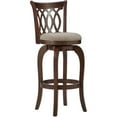 thumbnail image 2 of Weston Home Motif Upholstered Swivel Cherry Finish Wood Bar Height Stool, Grey, 2 of 2
