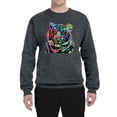 thumbnail image 2 of Cool Rainbow Neon Trippy Jungle Tiger Eyes Animal Lover Unisex Crewneck Graphic Sweatshirt, Charcoal, 3XL, 2 of 3