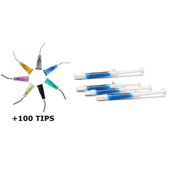 PULPDENT Etch-Rite Dental Etching Gel Kit – 8 x 1.2mL Syringes with 200 Bent Tips