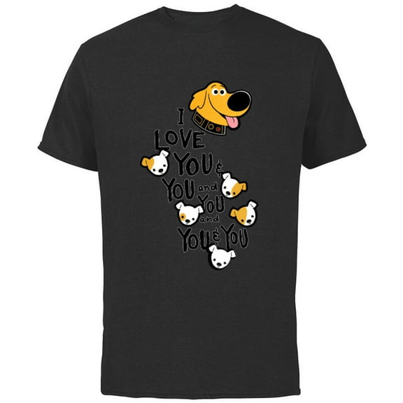 Disney and Pixar’s Dug Days Puppies I Love You and You - Short Sleeve Cotton T-Shirt for Adults - Customized-Black