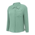 thumbnail image 6 of VNKIDY Women Shirts Summer Solid Color Loose Fit Linen Blouse Long Sleeve Button Down Lapel Soft Shirt For Casual Daily Wear Classic Tops, 6 of 6