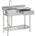 thumbnail image 5 of 39" Utility Sink Freestanding Single Bowl Laundry Sink with Hot and Cold Water Plumbing Workbench & Storage Stainless Steel Sink for Kitchen and Bathroom, 5 of 8