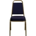 thumbnail image 5 of XgoodX Trapezoidal Back Vinyl Stackable Banquet Chair, Multipurpose Stacking Chair with Padded Seat and Back-Navy Patterned Fabric/Gold Frame, 5 of 11