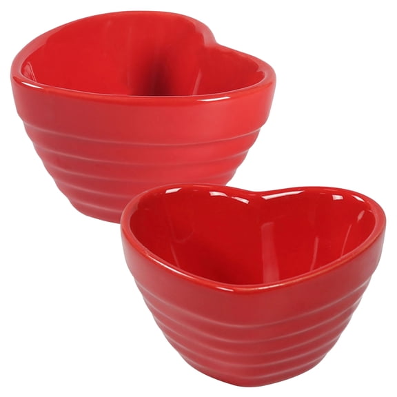 Qeeadeea Heart Shaped Ramekins 4 Oz Oven Safe, Creme Brulee Ramekins, Souffle Cups, Souffle Dishes For Oven-red-Set of 2