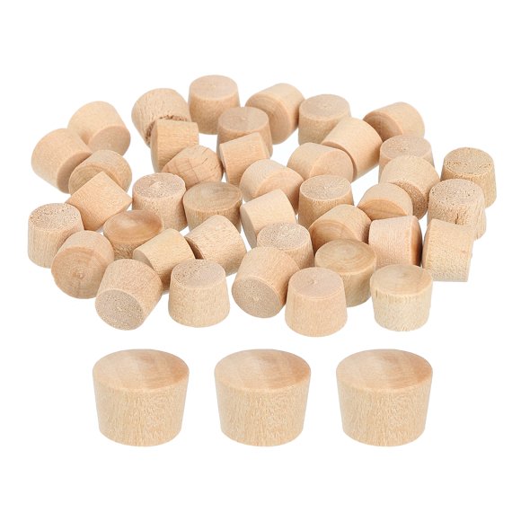 Unique Bargains 60Pack Wood Button Plugs, 8.5mm/0.33" Flat Head Hardwood Screw Hole Plug Wooden Caps Buttons Wood Plug