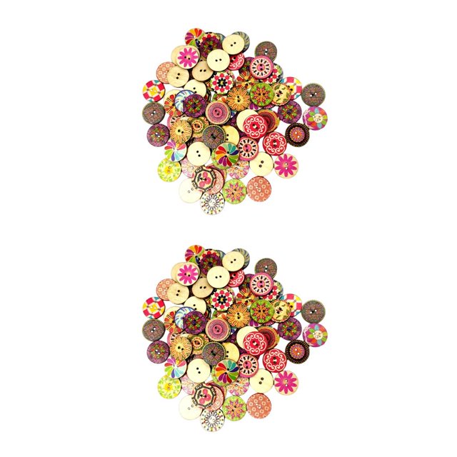 Minnieouse 100 piezas de botones de mixta, botón con estampado floral de agujeros para coser Type2 NO2