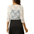 thumbnail image 3 of NOMADIC NOOK Women's 2 Packs Open Front 3/4 Sleeve Sheer Floral Lace Cropped Shrug Cardigan, 3 of 6