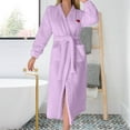 thumbnail image 2 of ZHENHONG Robes for Women, Ladies' Flannel Plush Heart Shaped Bathrobe With Pockets And Belted Bathrobe, Women's Sleepwear Purple, 2 of 4