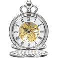 thumbnail image 2 of Men's Pocket Watch with Chain - Vintage Hand Wind Pocket Watch, 2 of 5