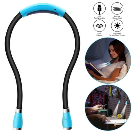 EEEKit USB Rechargeable LED Book Light, Neck Hug Light, 4 LED Hand-Free Reading Lamp, 4 Brightness Modes Flexible Arm for...