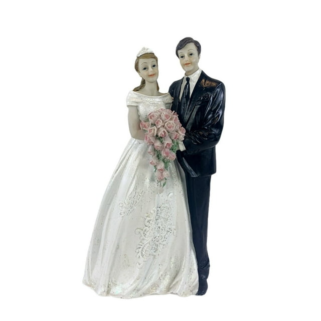 Injueey Muñecos para decoración de tartas, figurita de resina para novia y novio, herramienta de decoración de boda divertida, soporte para Decoración del hogar Escribe un