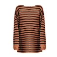 thumbnail image 2 of Baqcunre Womens Sweaters Women's Autumn And Winter Casual Loose Fitting Long Sleeved Round Neck Mid Length Hem With Split Stripe Patchwork Sweater Hoodies For Women Womens Fall Tops Brown L, 2 of 6