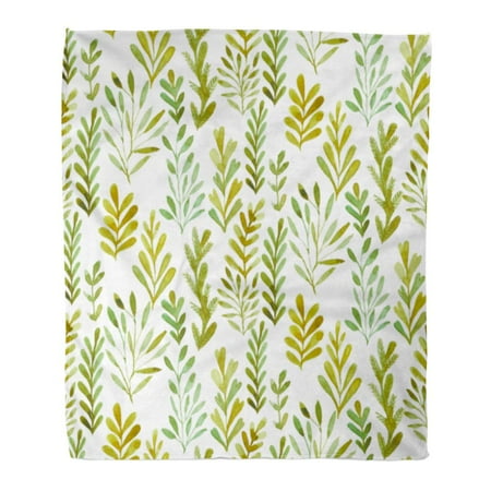 559 Sofa - ASHLEIGH Throw Blanket Warm Cozy Print Flannel Green Fall Watercolor Pattern Floral Flowers and Plants Original Field Comfortable Soft for Bed Sofa and Couch 50x60 Inches