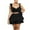 Black, variant on HAiming 2 Piece Sets for Women Ruffle Crop Tank Top with Layered Mini Skirt Club Vacation Cute Outfits