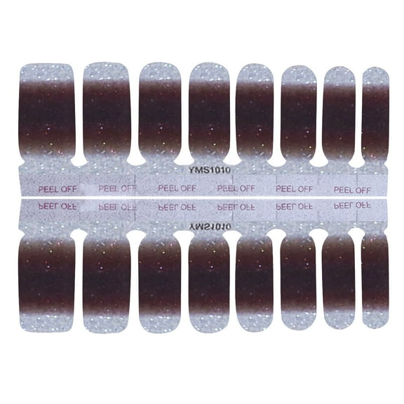 Tkrady 16 Pieces Nail Stickers Glitter Gradient Color Shine Full Wraps Polish Stickers Decal Strips Self-Ashesive Nail Art Sets for Women Girls-J