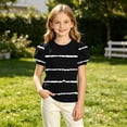 thumbnail image 5 of Zpanxa Girls' Basic Short Puff Sleeve Round Neck T-Shirt Summer Casual Graphic T-Shirt Black C 14 Years, 5 of 8