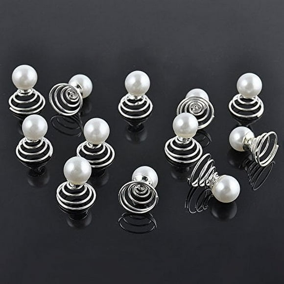 Chris.W 12 horquillas en espiral para el pelo con forma de remolino, accesorios para bodas, fiestas de graduación y eventos especiales (perla)
