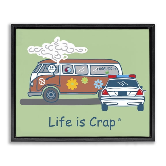 Stupell Industries Caught Van Smoking Novelty & Humor Painting Black Floater Framed Canvas Art Print Wall Art, 21 x 17
